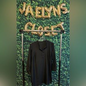 Black satin women dress shirt